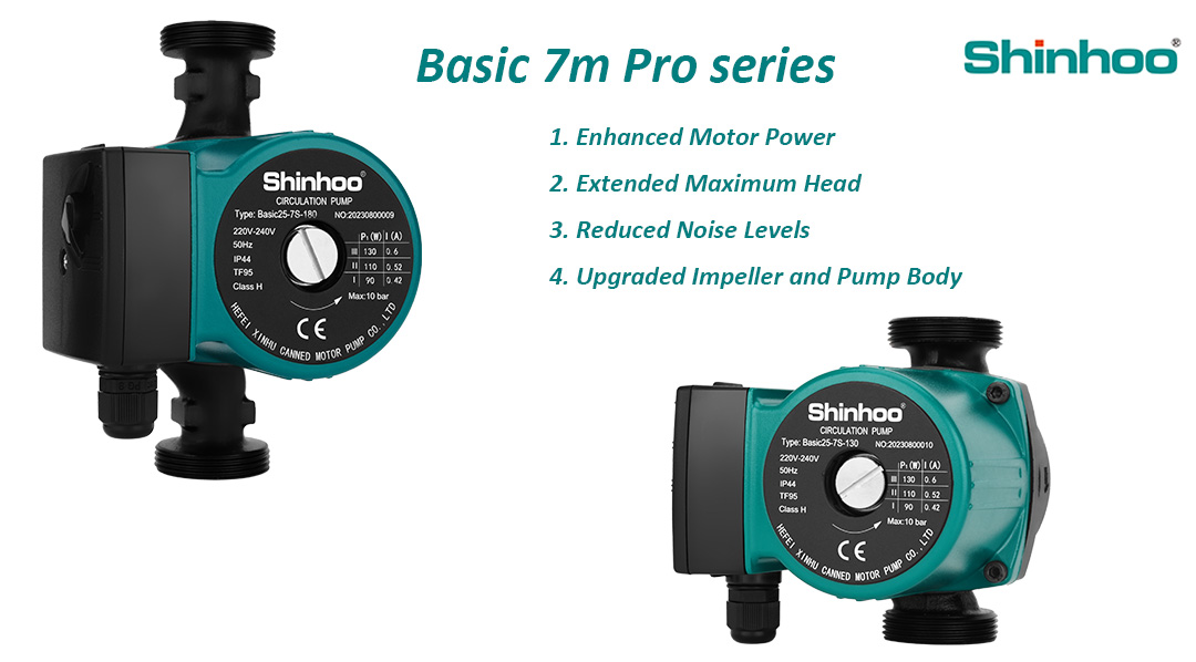 Shinhoo Basic 7m Pro 시리즈 순환 펌프丨 향상된 성능과 편안함